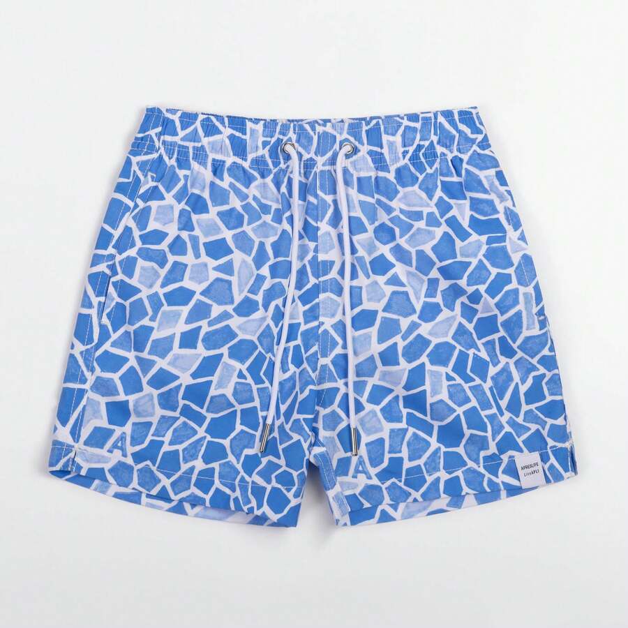 Kids Mosaic Blue Swimshorts - Blue - View 1
