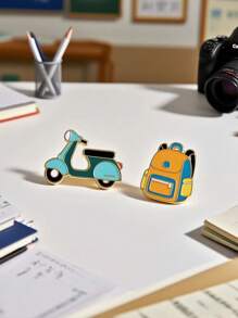 Broșă în stil campus pentru tineret, drăguț desen animat, cască de motocicletă, rucsac, set de broșe, insignă emailată, accesorii, cadou pentru sezonul școlar, înapoi la școală, accesorii în stil Ins, accesorii de birou, cămăși, jachetă, bijuterii de Crăciun și Halloween