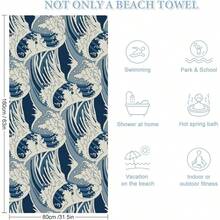 MSea Wave Microfiber Lightweight Thin Beach Towel Sand Free Quick Dry Er Absorbent Compact Oversized Large Towels For Swimming Pool Yoga Gym Travel Vacation Entials Adults5001 - SeaWave-30"x60" - 查看 2