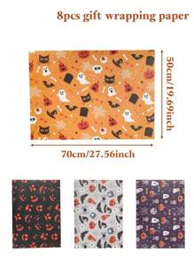 4/8 件万圣节装饰礼品包装纸、万圣节快乐南瓜鬼蜘蛛蝙蝠图案哑光包装纸、万圣节配饰、万圣节不给糖就捣蛋装饰、工艺纸、万圣节派对花卉 DIY 花束防水包装纸、花店花束 DIY 工艺包装纸、书籍皮革、万圣节用品、万圣节装饰、房间装饰、家居装饰、万圣节礼物、万圣节回礼秋季装饰