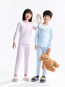 Annil Children's Clothing For Girls, Girls, Boys, Girls, Teenagers, Autumn Shirts And Pants Sets, Home Warm Clothes, Printed Base, Autumn Shirts And Pants