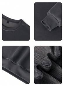 青少年男孩趣味印花圆领长袖运动衫，秋冬休闲上衣