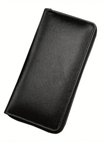 Portafoglio lungo con cerniera da uomo, porta carte di credito di grande capacità, fermasoldi semplice da business