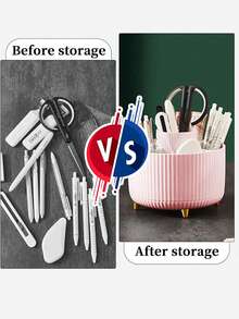 办公桌旋转笔筒 - 文具收纳盒 - 5格 - 铅笔和钢笔 - 学习用品 - 桌面收纳架 - 家用大容量办公桌笔盒 - 化妆品整理盒