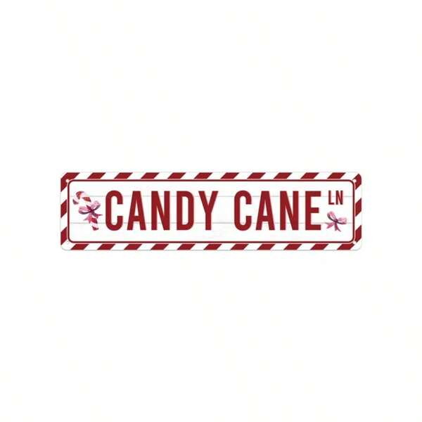 2D Flat 1pc Vintage Christmas Theme Candy Cane Metal Sign - Tin, Funny Christmas Wall Decor With Candy Text, 4x16 Inches, Red And White, Suitable For Kitchen, Patio, Yard, Office, Cafe, Bar, Holiday Wall Art | Humorous Decor | Durable Wall Art, Christmas Decoration