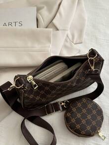 Bộ 2 túi đeo chéo họa tiết hình học phối màu thời trang - Nhiều màu - Xem 8