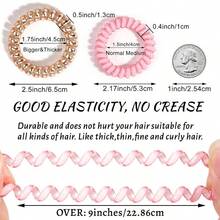 M32Pcs Spiral Hair TiesNo Crease Coil Hair Ties Phone Cord Hair Elastics Coils Candy Colors Spiral Bracelets Ponytail Holders Hair Accories For Women Girls5001 - 什錦顏色 - 查看 2