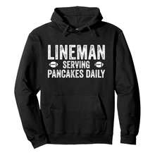 Football Lineman Hoodie - Serving Pancakes Daily Pullover Hoodie, Men's Hooded Sweatshirt - Lightweight & Ultra-Comfortable, Essential For Daily Strolls, Travel & Outdoor Activities! - 黑色 - 查看 1