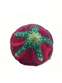 Women Sparkly Crystal Clutch Purse Diamond Round Rose Flower Evening Bag Formal Rhinestone Handbags Wedding Purse - Đỏ - Xem 4