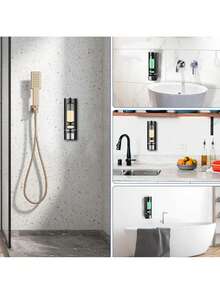 400毫升黑色皂液器：壁挂式液体皂/洗发水瓶，适用于浴室/厨房/洗手液、洗洁精容器壁挂式皂液器 - 黑色 - 查看 8