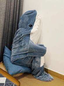 1pc Shark Blanket Hoodie Super Soft Cozy Warm Flannel Wearable Hoodie, One Size Larger Is More Comfortable, New Pattern Cartoon Animals Cute Funny Sleeping Bag Gift Home And Outdoor Travel Camping