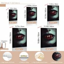 1 件无框哥特式吸血鬼帆布印刷品 - 吸血鬼牙齿印刷品、黑暗乡村风格艺术、哥特式美学、恐怖艺术印刷品、吸血鬼核心、黑暗幻想海报、墙壁艺术、房间装饰用品、秋季、万圣节、现代、复古（可选框架）