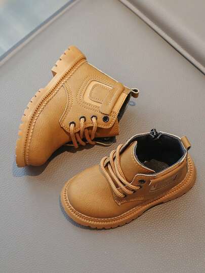 Nuevos zapatos para niñas, botas para niños, botas amarillas pequeñas, botas de tobillo para niños, con suela blanda antideslizante, botas pequeñas de moda para otoño