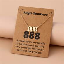 1 Women's Angel Digital Necklace Number 000-999 Gold Stainless Steel Digital Pendant
