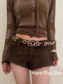 1件加大码XXL时尚独特女士腰带，牛仔/女牛仔西部风格设计，豹纹印花裤腰带，适合派对、节日等场合。 - 豹紋 - 查看 2