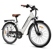 WIND HORSE WINDHORSE 26" Electric Bike For Adults With 350W Motor, 36V 13AH Removable Battery And Up To 50 Miles 20MPH, 7-Speed Commuter Ebike With Front Suspension (Pearl White)