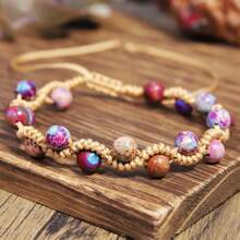 Braccialetto fatto a mano in pietra naturale imperiale, braccialetto da yoga e meditazione per donna, regalo perfetto per uso quotidiano, vacanze estive e gioielleria
