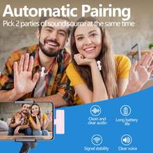 无线领夹式麦克风兼容 Iphone iPad TypeC 领夹式麦克风即插即用 2.4G 超低延迟内置降噪芯片 8 小时工作时间用于视频录制采访播客 Vlog - 粉色 - 查看 7