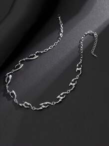 1 件男士多功能嘻哈不对称钛钢火焰吊坠项链，时尚百搭男士珠宝，适合日常佩戴、派对、礼物