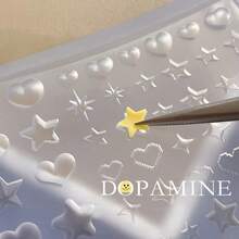 1 khuôn silicon tái sử dụng hình trái tim và nơ 3D, chất liệu trong suốt, có thể tạo hình ngôi sao và vỏ sò, khuôn khắc móng, dụng cụ trang trí làm đồ trang sức DIY, khuôn trang trí móng 3D dễ thương. - Nhiều màu - Xem 10