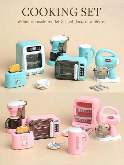 Electrodomésticos en miniatura, Juego de vajilla de camping, Coleccionables decorativos, Accesorios para mesa de postres, Accesorios de exhibición de actividades, Modelo realista, Accesorios de juego, Conjunto de juego de roles