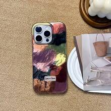 Funda para phone 13, 14, 15 y 16. Funda de alta calidad con exquisito diseño multicolor de corazón de terciopelo y textura brillante tipo glaciar. Compatible con phone 13, 14, 15 y 16 Pro - Blanco - Ver 2