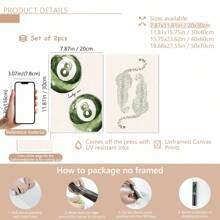 2 Stücke/Set ungerahmte grüne Gepard Glückszahl 8 Billard Y2K Preppy Kunstplakate ästhetische kleine Raumdekoration bunte Leinwanddrucke minimalistische Wandkunst für Studentenwohnheime, Studentenappartements, Wohnzimmer, Schlafzimmer, moderne Wohndekoration, Poster, Wandkunst, Raumdekoration, Herbst, Halloween, modern, Zitate (optionaler Rahmen)