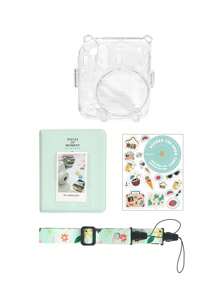 Cámara instantánea mini con estuche protector de cáscara de cristal, incluye funda para el Body de la cámara, correa, juego de 3 accesorios y paquete de 64 hojas de recambio para álbum de fotos de 3" de "Tiempo Dulce"