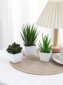 Conjunto de 3 macetas con suculentas simuladas, combinación de verde y rosa, plantas artificiales miniatura falsas para jardín, escritorio, habitación, ventana, regalo de inauguración de casa, decoración de arte, decoración de oficina, boda
