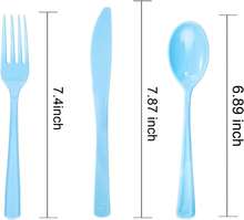 160 Piece Blue Plastic Silverware - Heavy Duty Blue Silverware Includes 80 Forks, 40 Spoons, 40 Knives, Disposable Plastic Utensils Perfect For Wedding, Graduation, Party,9001081 - Blue - View 1
