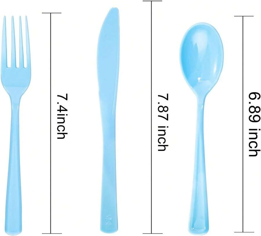 160 Piece Blue Plastic Silverware - Heavy Duty Blue Silverware Includes 80 Forks, 40 Spoons, 40 Knives, Disposable Plastic Utensils Perfect For Wedding, Graduation, Party,9001081 - Blue - View 1