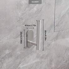 1pc Premium Wall-Mounted Stainless Steel Toilet Roll Holder - Self-Adhesive, Space-Saving Design For Bathroom & Shower - Durable & Easy Installation, Ideal For Holding Toilet Paper And Bathroom Accessories, Bathroom Accessory Holder|Modern Toilet Holder|Durable Construction, Toilet Paper Holder - Multicolor - View 9