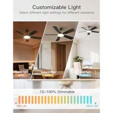 Modern Black Ceiling Fan For Bedroom Living Room Kitchen Indoor, Dimmable, Quiet DC Reversible, 3CCT, 52 Inch Ceiling Fan With Light And Remote Control, Ceiling Fans With Lights