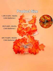 LED 枫叶灯串 8 种照明模式秋季家居装饰枫叶花环带灯电池供电灯串，感恩节万圣节秋季装饰室内户外秋季万圣节装饰灯家居装饰派对装饰万圣节装饰房间装饰万圣节花园装饰礼物仙女