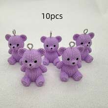 5 Pcs/10 Pcs Cute Bear Shape Charms, Suitable For DIY Jewelry Making - Resin Earrings, Necklaces, Handbags And Keychain Accessories - Non-Embedded Pendant Set
