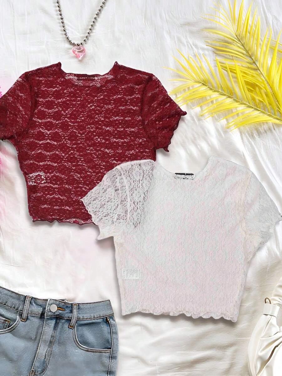 Women Tops - White and Wine - View 1