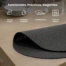 Set de 6 Manteles Individuales Antideslizantes y Reutilizables – Impermeables, Decorativos y Fáciles de Limpiar para Embellecer tu Mesa con Estilo - Negro / Net - Ver 4