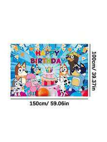 Bluey قماش ديكوري لتعليق الحائط بمساحة 150*100 سم بتصميم عائلة وأصدقاء بلوي، مع الكلاب بلوي وبينجو وكوكو وراستي ومافين، ديكور حائط للمنزل وخلفية لحفلة عيد الميلاد