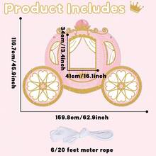 公主主题生日派对装饰、公主马车拍照道具、公主派对背景幕布、公主主题门牌装饰、婴儿派对拍照背景、派对用品 - 彩色 - 查看 10