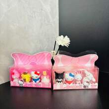 Sanrio 4pcs/Set Cute Sanrio Kuromi & Kitty Cat Themed Erasers, Creative Gift For Students,School Supplies,Back To School
