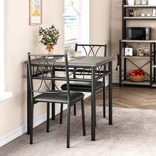 Techigher Dining Table Set For 2 With Upholstered Chairs Kitchen Small Table And Chairs Set Of 2 Square Dinette Set 3 Piece Kitchen & Dining Room Sets For Small Space Apartment Home Office - Grey Cushioned Seat - View 2