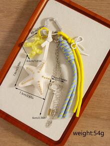 PU Leather Starfish Tassel Balloon Dog Pendant Keychain - Multifunctional Woven Rope Bag Charm, Car Accessories, Women Keyring - Multicolor - View 4