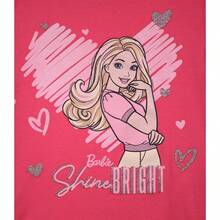 Barbie Playera para niña con manga corta, cuello redondo y estampado moderno - Rosa Fucsia - Ver 4