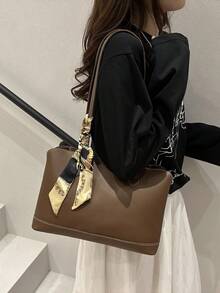 全新奢华别致设计百搭女士单肩托特包 - 棕色 - 查看 6