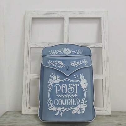 1 件复古金属邮箱，壁挂式邮政投递箱，顶部开口，垂直方向，优雅设计，适合家庭和办公室装饰