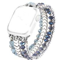 1 件手工串珠表带，兼容 41/40/38/42/44/45/46/49 毫米，闪亮水晶和宝石串珠松紧带，佩戴方便舒适，手链式表带适合 Apple SE/10/9/8/7/6/5/4/3/2/1 系列，礼物（仅表带） - 彩色 - 查看 6