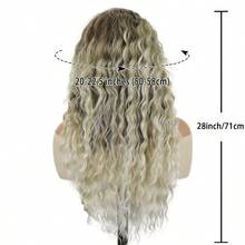 MLong Curly Blonde Wigs For White Women Ash Blonde Ombre Wig Natural Fluffy Hair Thick Hairline Synthetic Wigs 26inches Long Wig Wavy8001 - OmbreBlonde - Xem 5