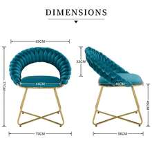 chairus 2er Set Loungesessel Wohnzimmer Samt Armlehnstuhl Sessel Schminkstuhl für Schlafzimmer Modern Polstersessel mit Goldenen Beinen - Blau - Übersicht 3
