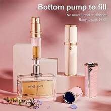 Ml Premium Perfume Atomizer - Refillable Travel Spray Bottle Set With Leather Case, Leakproof Mini Cologne & Essential Oil Dispenser For Women Men Teens, Luxury Portable Fragrance Bottle For Purse Gym Office Travel - 粉色 - 查看 5
