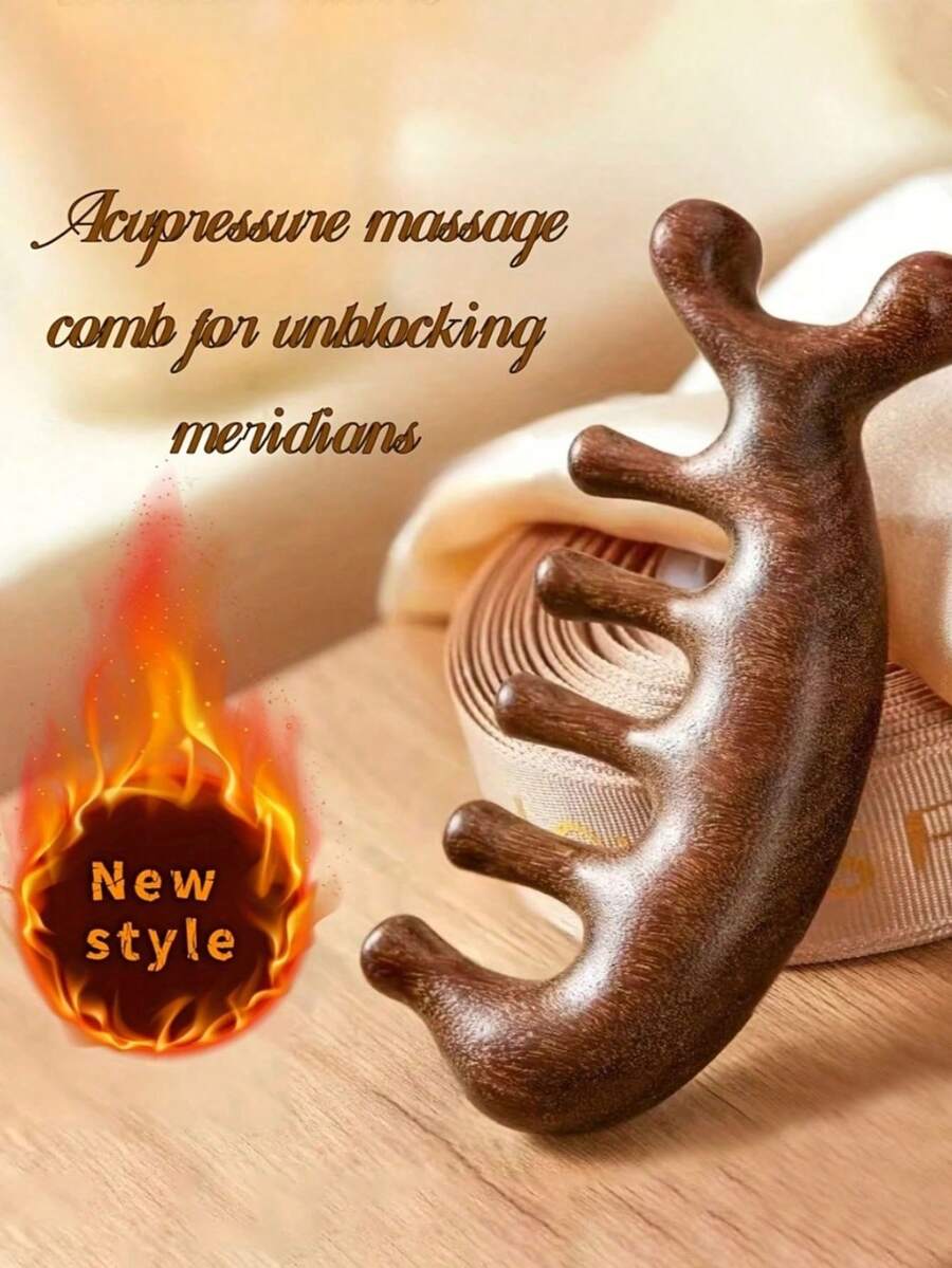 2-In-1 Dolphin Massage Comb, Sandalwood Comb, Wide-Tooth Comb, Multi-Functional Comb, Haircare, Neck & Scalp Massage